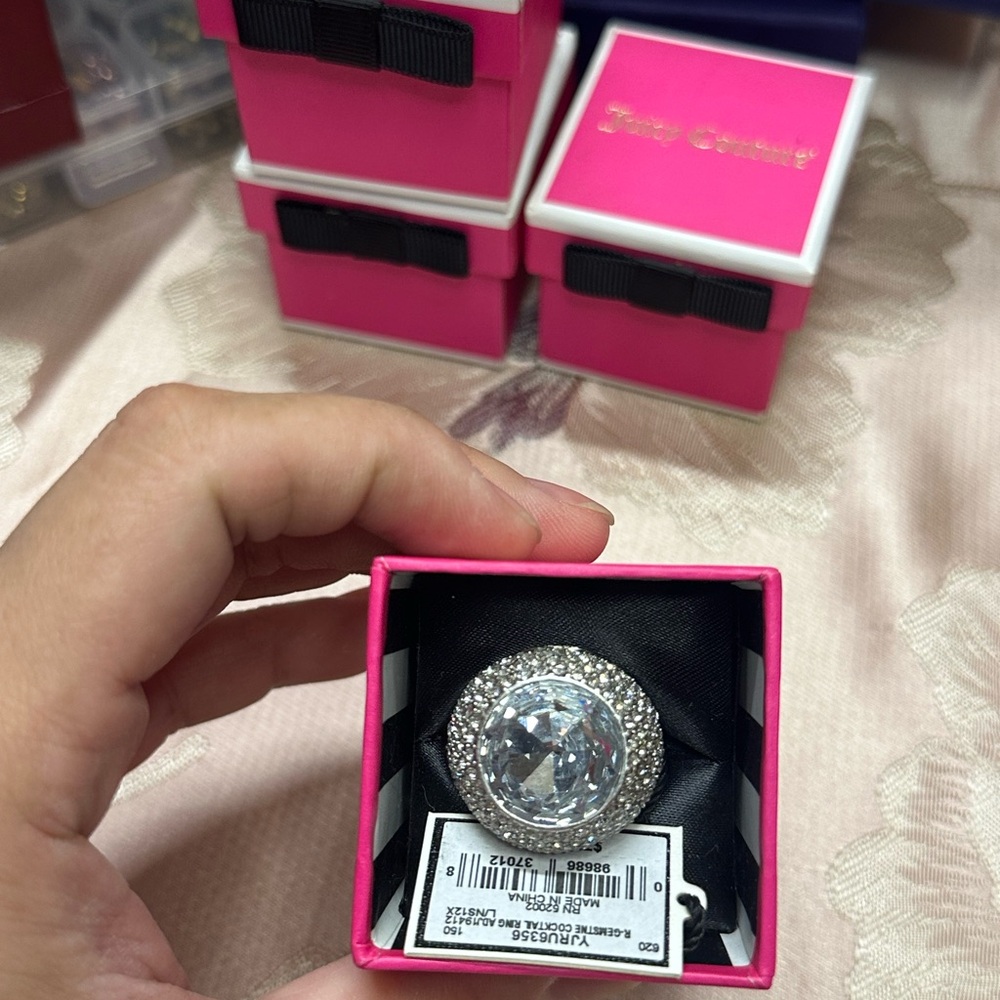 Juicy Couture Silver and Crystal Statement Ring